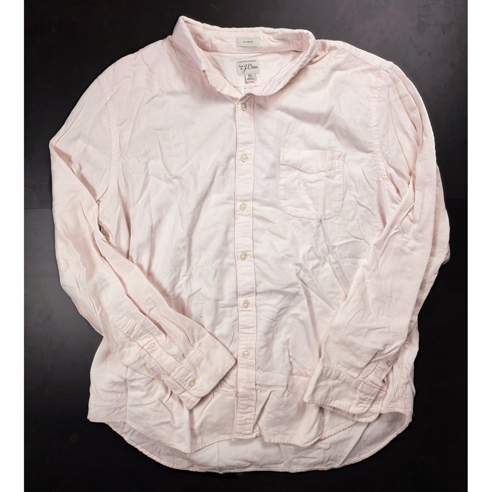 J. Crew Classic Pink Corduroy Button Down Shirt Men's Size XL